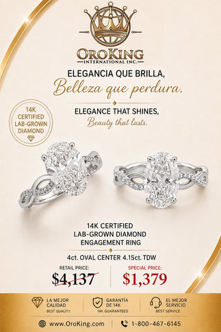 Women's 14K White Gold/Yellow Gold Lab-Grown Diamond Infinity Design Engagement Ring 4.00ct. Oval Center Stone with Round Side Stone 4.15ct. TDW