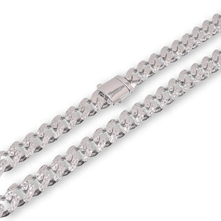 925 Sterling Silver Rhodium Plated Diamond Cut Miami Curb Link 10.5mm Chain