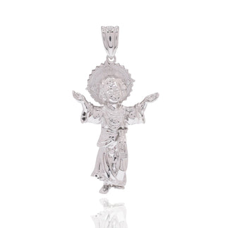 925 Sterling Silver Rhodium Plated Saint Jude 18.5mm x 31.5mm Pendant
