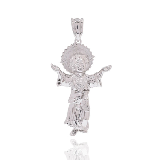 925 Sterling Silver Rhodium Plated Saint Jude 18.5mm x 31.5mm Pendant