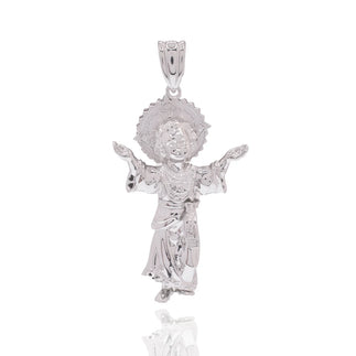 925 Sterling Silver Rhodium Plated Saint Jude 25mm x 42mm Pendant