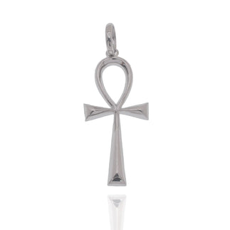 925 Sterling Silver Rhodium Plated The Ankh Cross 10mm x 20mm Pendant