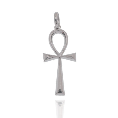 925 Sterling Silver Rhodium Plated The Ankh Cross 10mm x 20mm Pendant