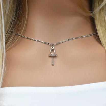 925 Sterling Silver Rhodium Plated The Ankh Cross 10mm x 20mm Pendant