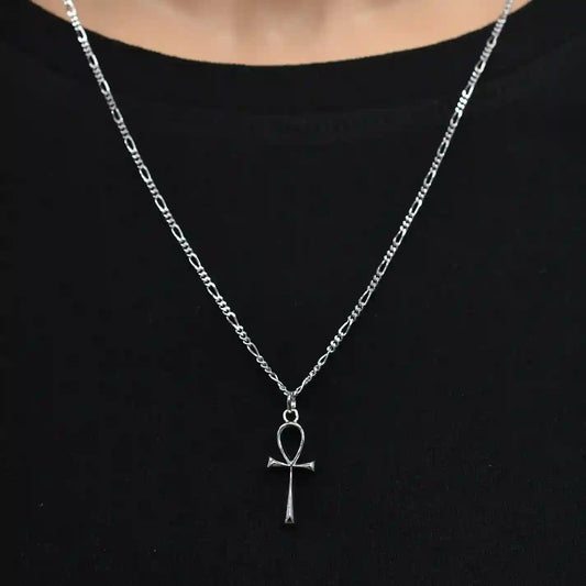 925 Sterling Silver Rhodium Plated The Ankh Cross 10mm x 20mm Pendant