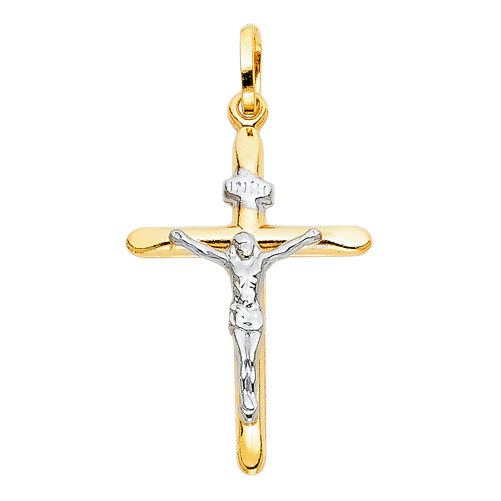 14K Two-Tone Gold Crucifix Pendant aprox 1 1/2" tall