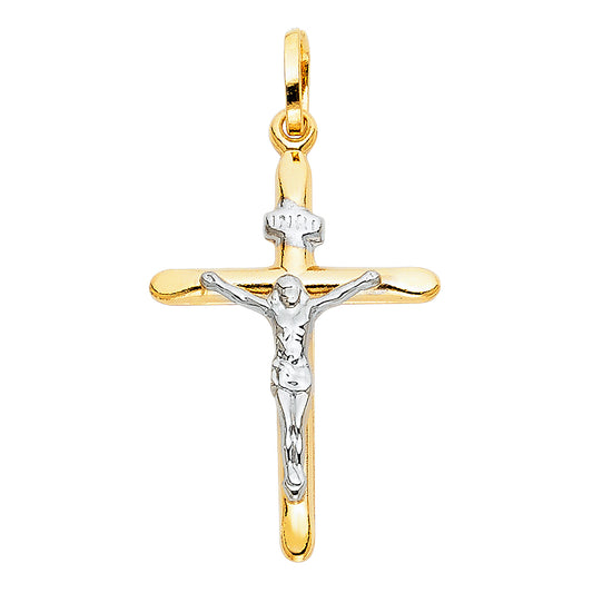 14K Two-Tone Gold Crucifix Pendant aprox 1 1/2" tall