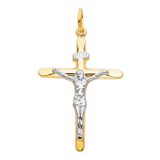 14K Two-Tone Gold Crucifix Pendant aprox 1 3/4" tall