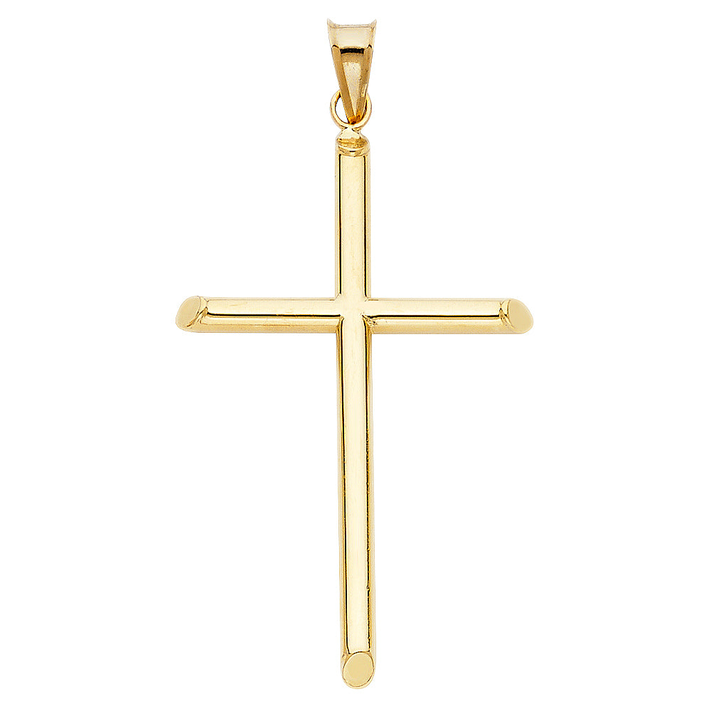 14K Yellow Gold High-Polished Cross Pendant aprox 2" tall