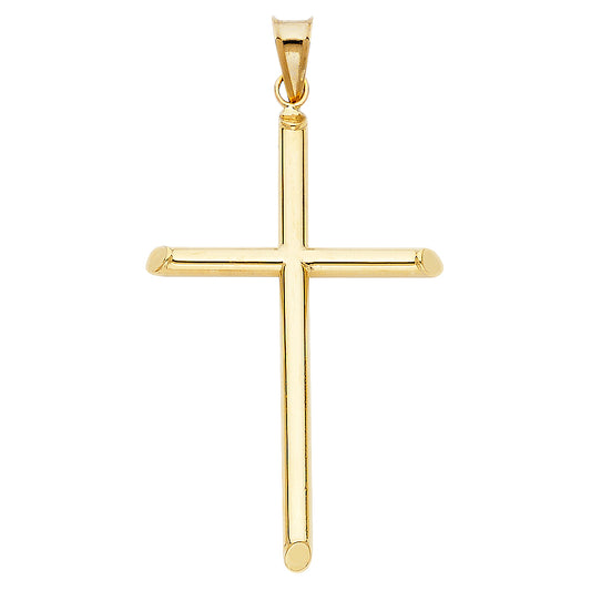 14K Yellow Gold High-Polished Cross Pendant aprox 2" tall