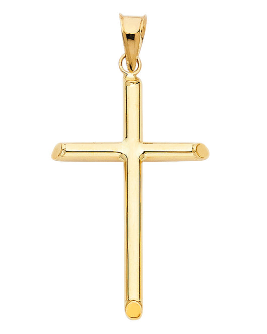 14K Yellow Gold High-Polished Cross Pendant aprox 1 1/2