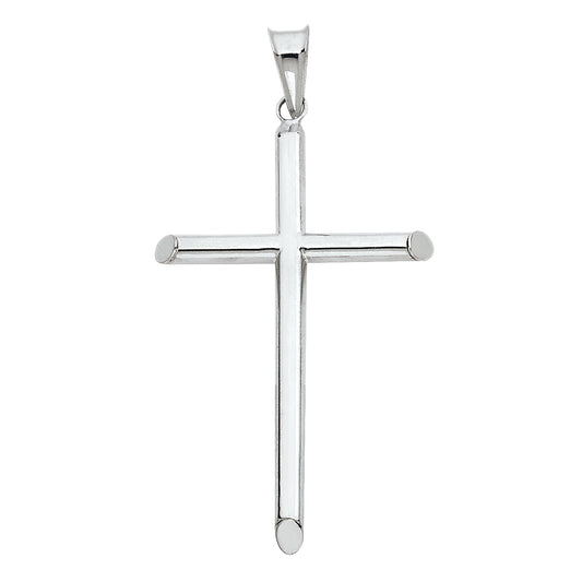 14K White Gold High-Polished Cross Pendant aprox  2" tall