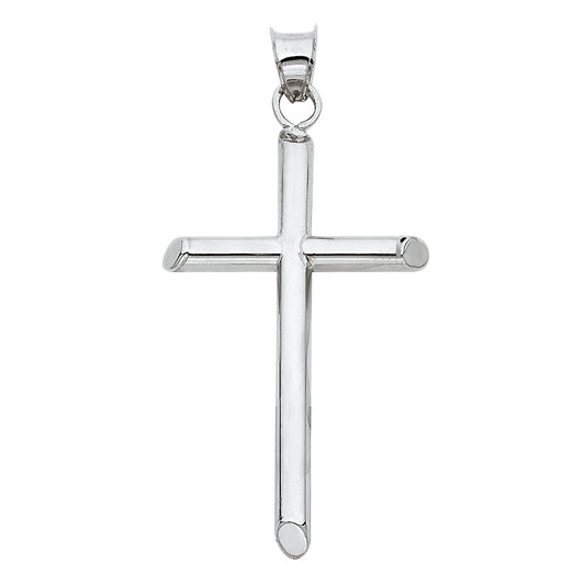 14K White Gold High-Polished Cross Pendant aprox 1 1/2" tall