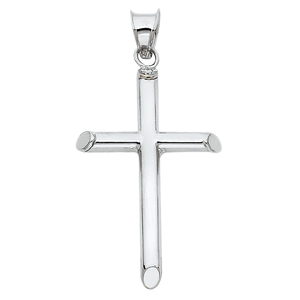 14K White Gold High-Polished Cross Pendant aprox 1 1/2" tall
