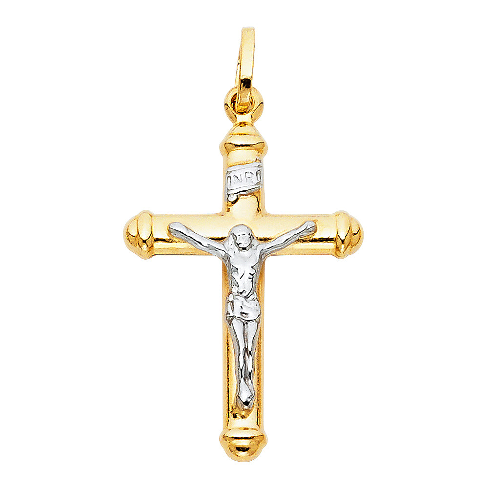 14K Two-Tone Gold Crucifix Pendant aprox 1 1/2" tall