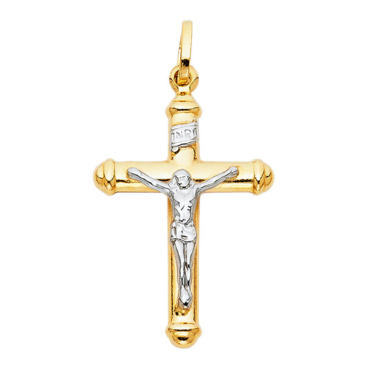 14K Two-Tone Gold Crucifix Pendant aprox 1 1/2" tall