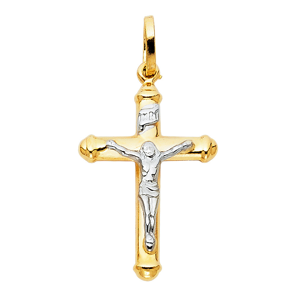 14K Two-Tone Gold Crucifix Pendant aprox 1 1/4" tall