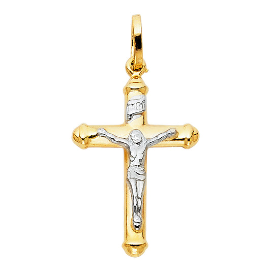 14K Two-Tone Gold Crucifix Pendant aprox 1 1/4" tall