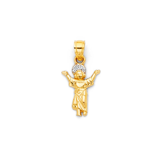 14K Two-Tone Gold Infant Jesus Pendant aprox 1/2" tall