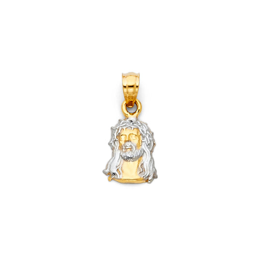 14K Two-Tone Gold Jesus Head Pendant aprox 1/2" tall