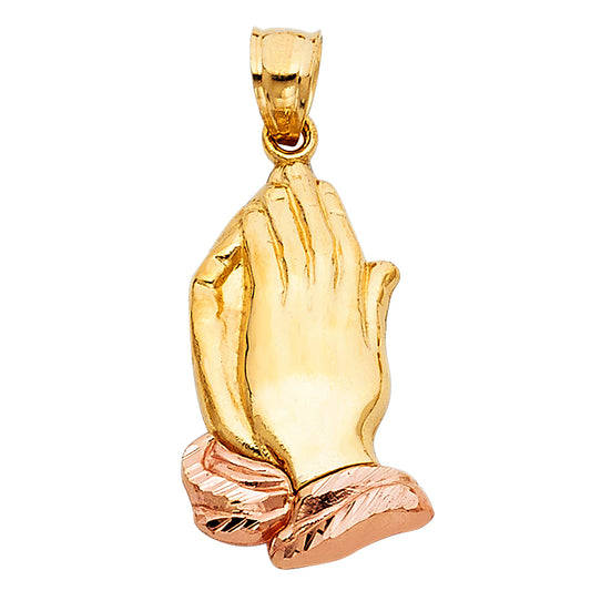 14K Two-Tone Gold Praying Hands Pendant