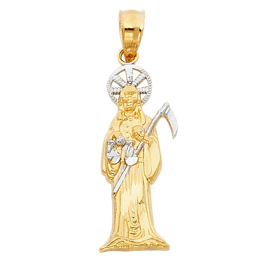 14K Two-Tone Gold Santa Muerte Pendant