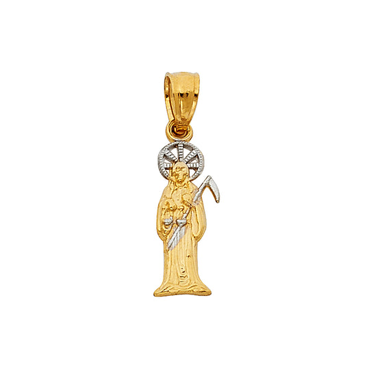 14K Two-Tone Gold Santa Muerte Pendant