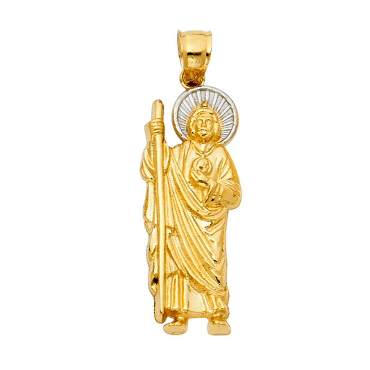 14K Two-Tone Gold Saint Jude Pendant