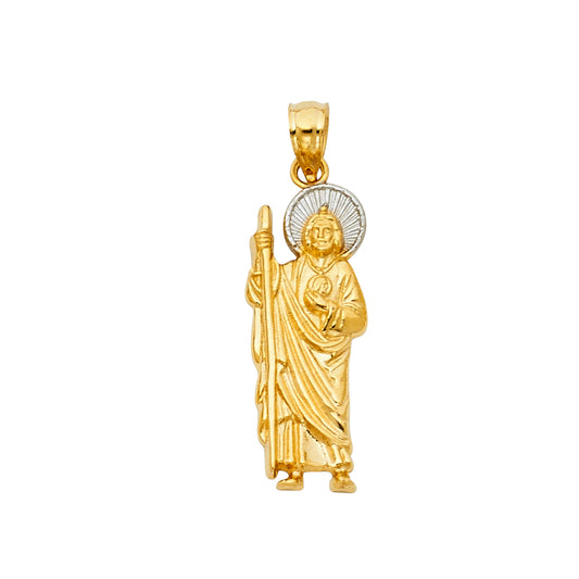 14K Two-Tone Gold Saint Jude Pendant