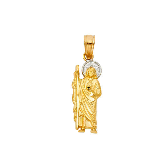 14K Two-Tone Gold Saint Jude Pendant