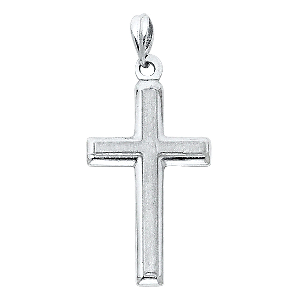 14K White Gold Diamond-Cut Cross Pendant aprox 1" tall