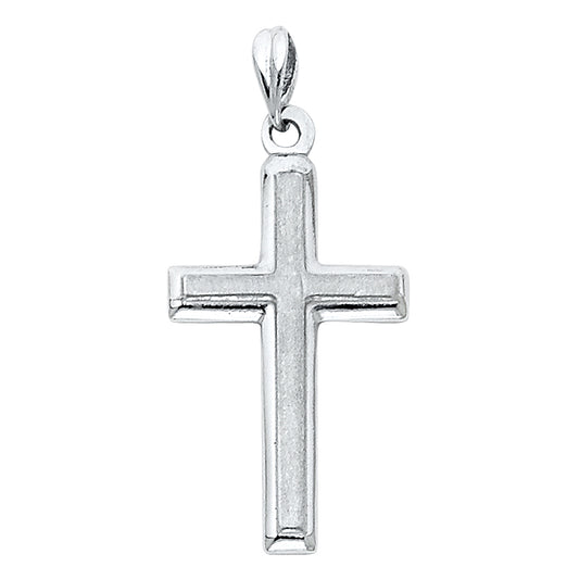 14K White Gold Diamond-Cut Cross Pendant aprox 1" tall