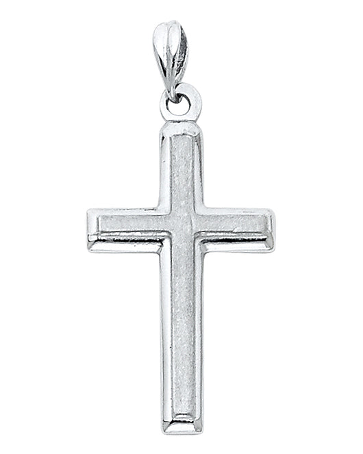 14K White Gold Diamond-Cut Cross Pendant aprox 1