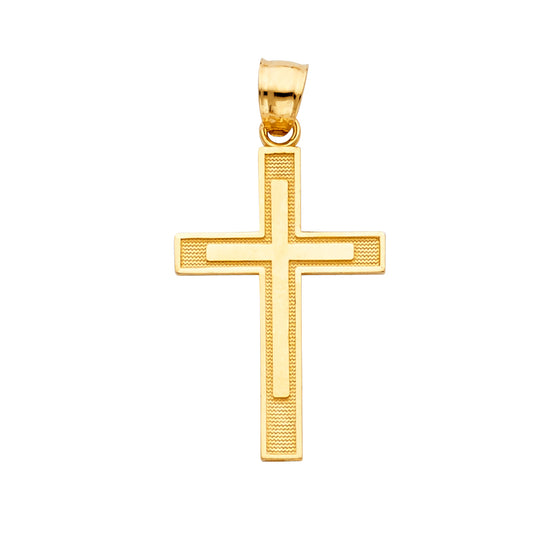 14K Yellow Gold Textured Center Cross Pendant aprox 1 1/4" tall