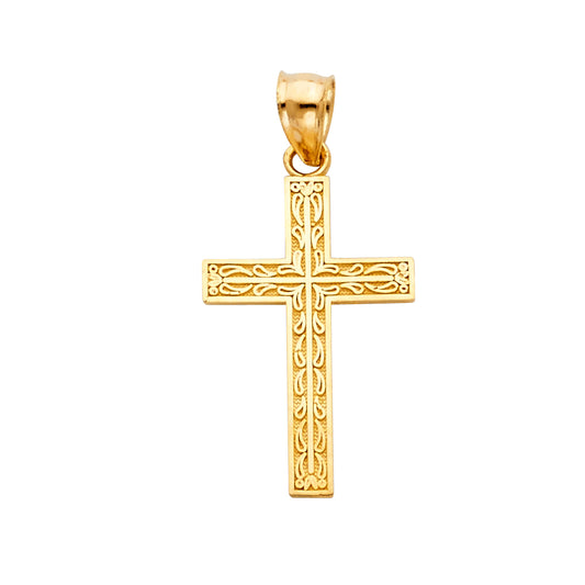 14K Yellow Gold Filigree Engraved Cross Pendant aprox 1 1/4" tall