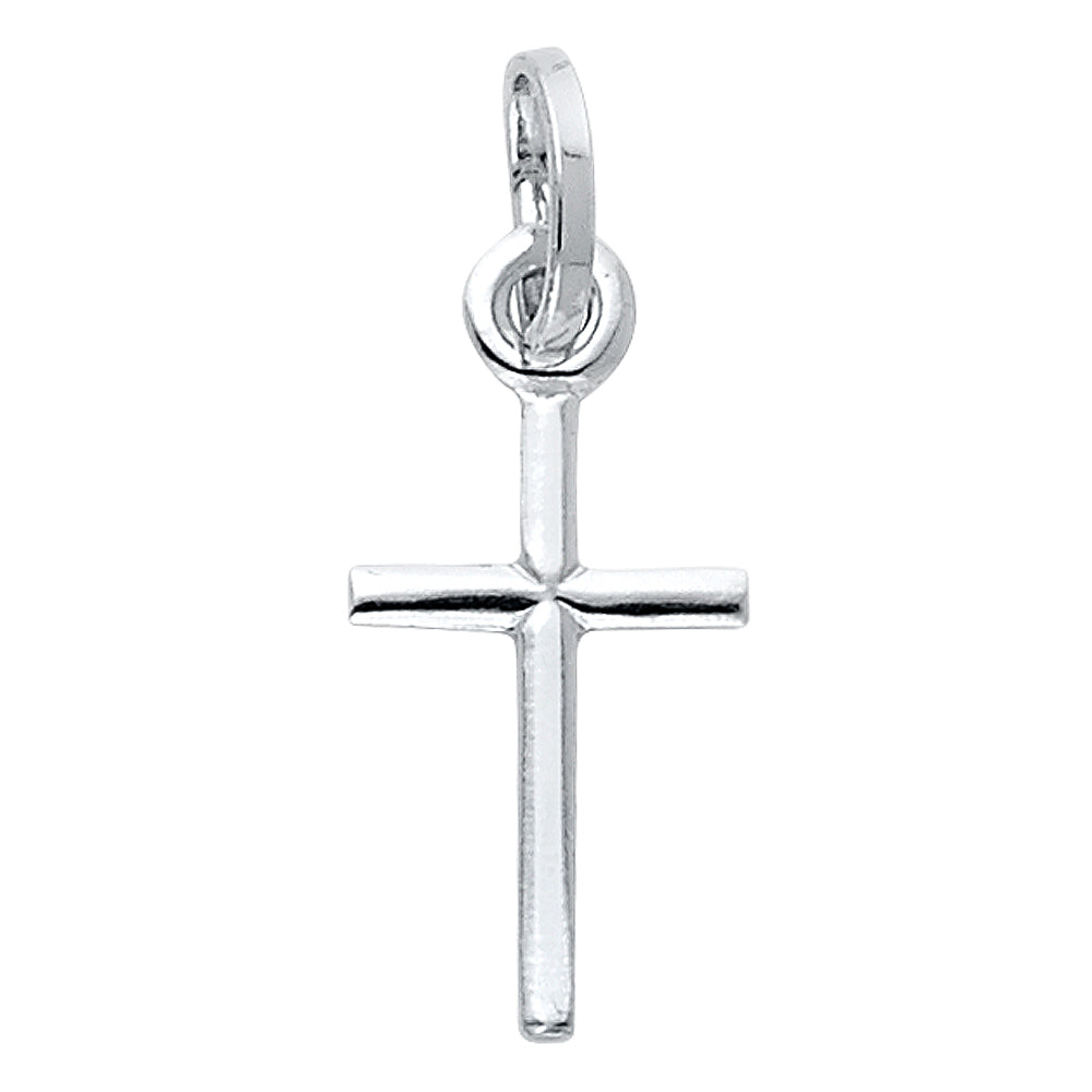 14K White Gold Diamond-Cut Cross Pendant aprox 1" tall