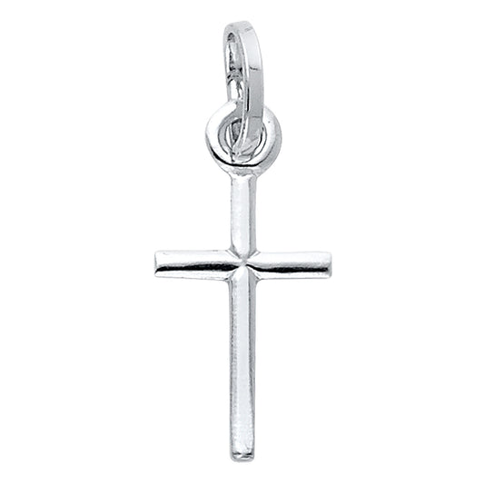 14K White Gold Diamond-Cut Cross Pendant aprox 1" tall