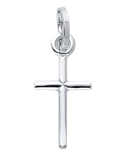 14K White Gold Diamond-Cut Cross Pendant aprox 1