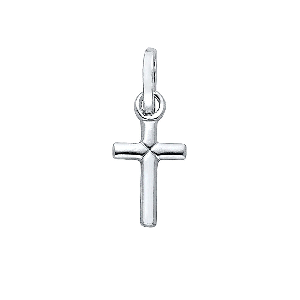14K White Gold Diamond-Cut Cross Pendant aprox 3/4" tall