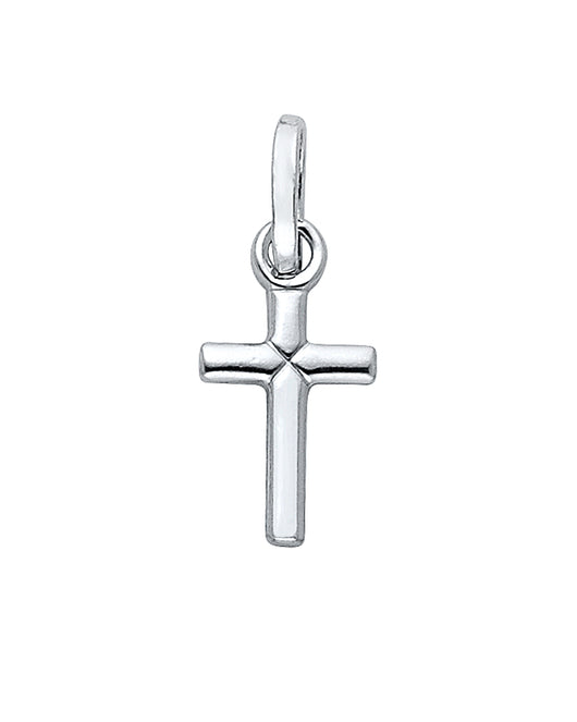 14K White Gold Diamond-Cut Cross Pendant aprox 3/4