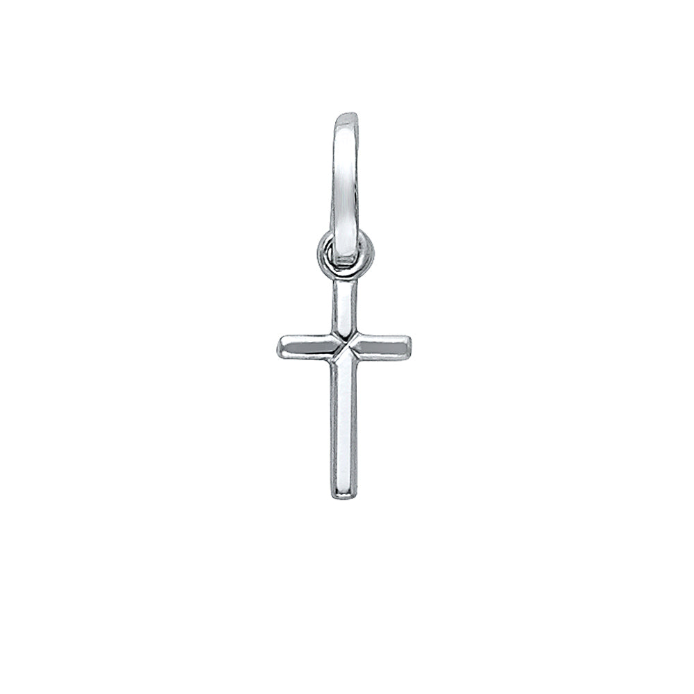 14K White Gold Diamond-Cut Cross Pendant aprox 3/4" tall