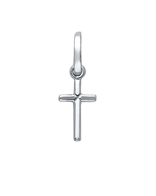 14K White Gold Diamond-Cut Cross Pendant aprox 3/4