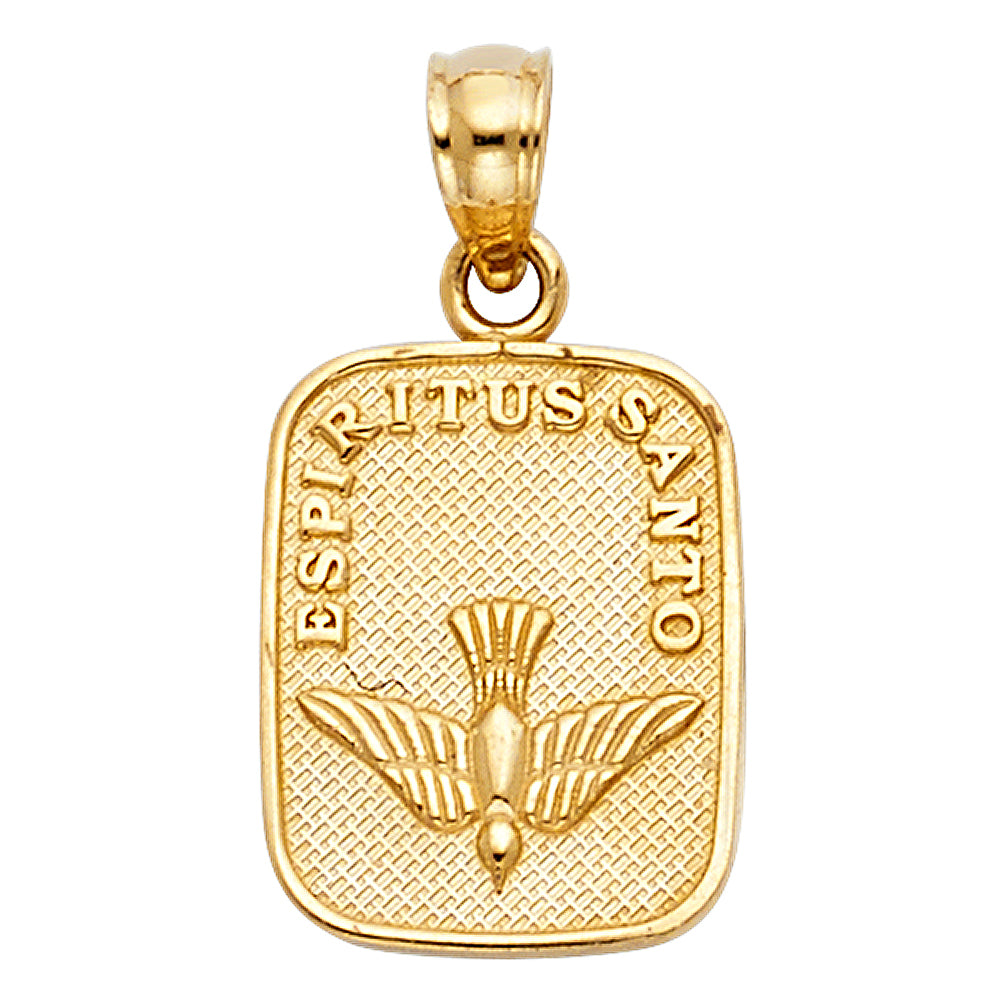14K Yellow Gold Espíritu Santo / Holy Spirit Medallion Pendant