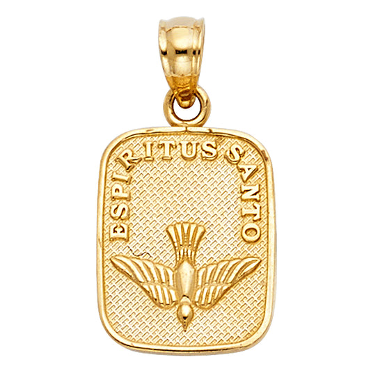 14K Yellow Gold Espíritu Santo / Holy Spirit Medallion Pendant