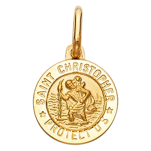 14K Yellow Gold Saint Christopher Protection Medallion Pendant