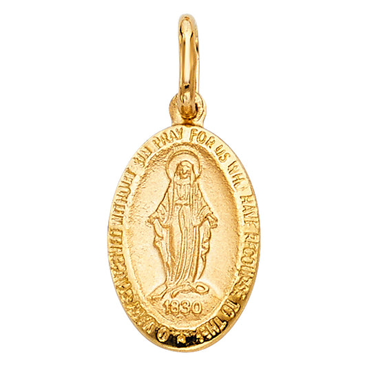 14K Yellow Gold Oval Miraculous Medal Pendant