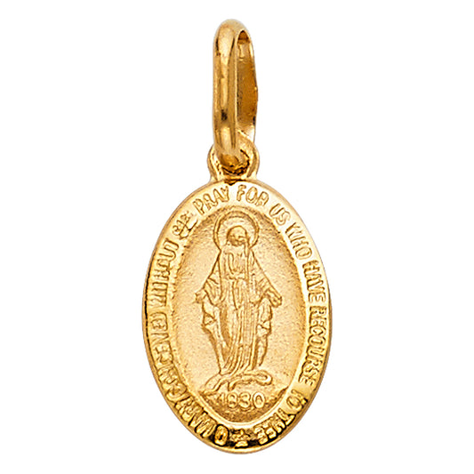 14K Yellow Gold Oval Miraculous Medal Pendant