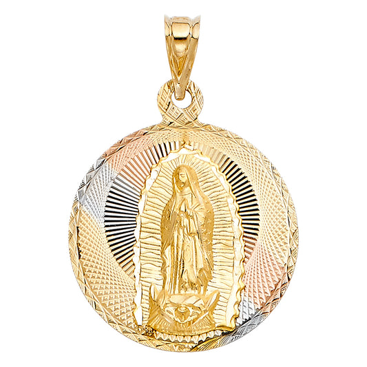 14K Tri-Color Gold Guadalupe Medallion Pendant