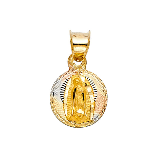 14K Tri-Color Gold Guadalupe Medallion Pendant
