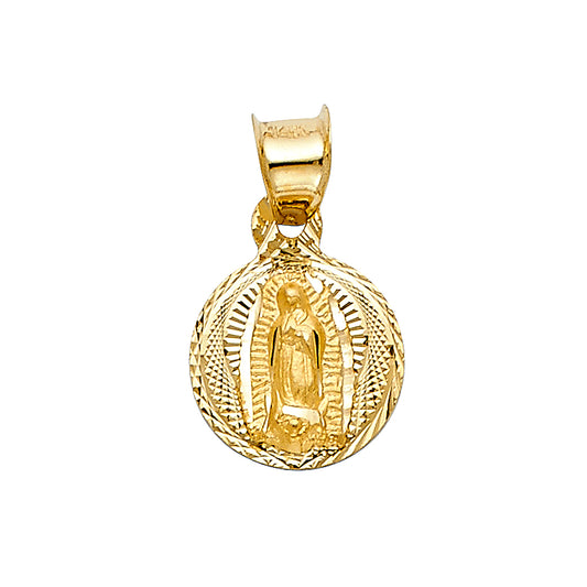 14K Tri-Color Gold Guadalupe Medallion Pendant